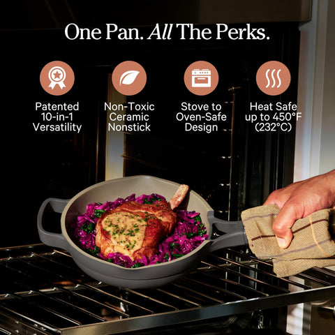 Our Place close-up of ceramic nonstick surface highlighting smooth finish and easy-release benefit