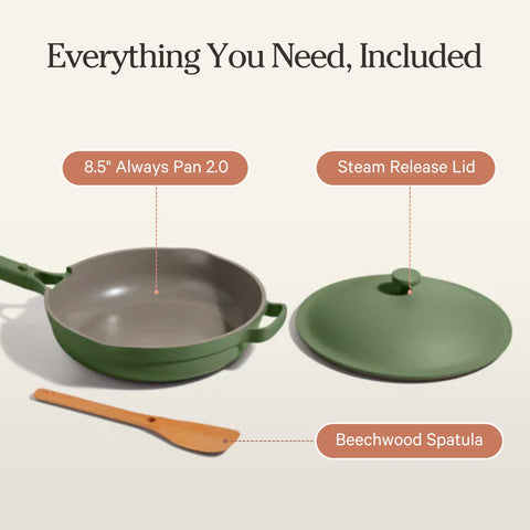 Our Place mini always pan styling with breakfast showing serving-ready convenience