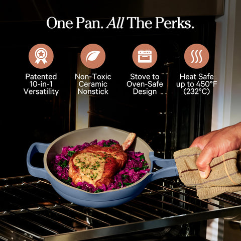 Our Place ceramic nonstick surface close-up highlighting smooth texture for easy release