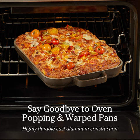 Our Place griddle used in oven as sheet pan for finishing and roasting benefit