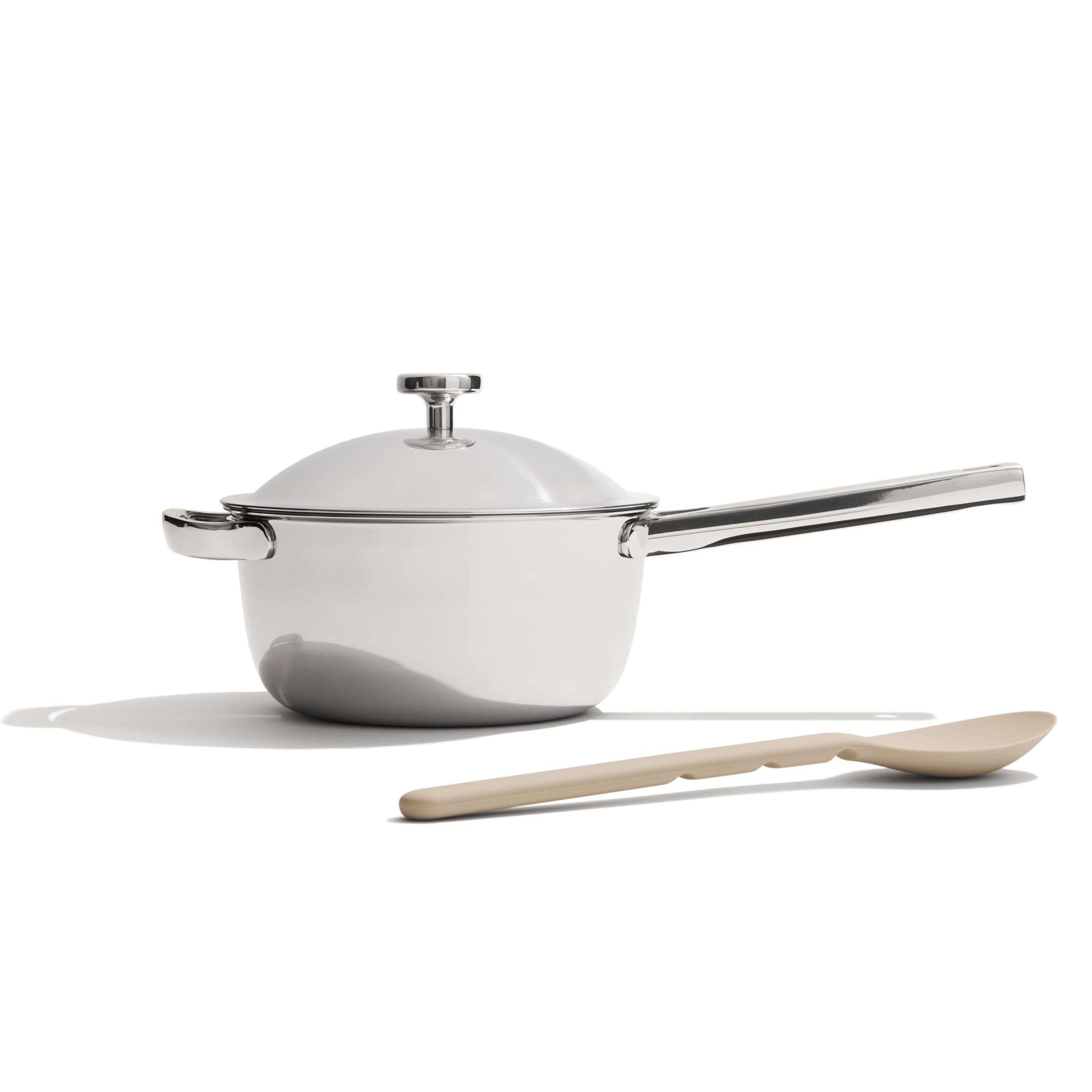 Our Place pot front view showing compact design and handle, great for small kitchens