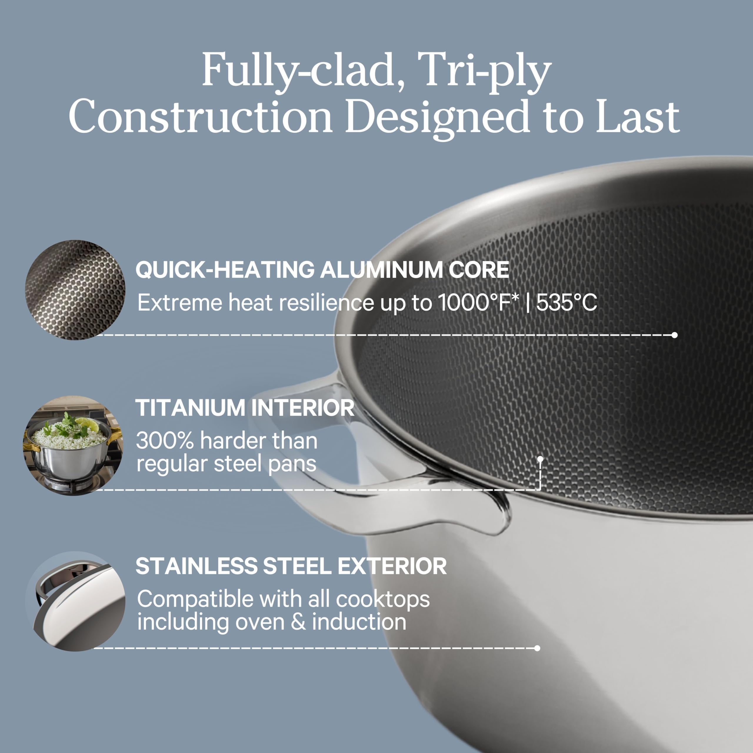 Our Place pot on induction cooktop demonstrating fast even heating and compatibility