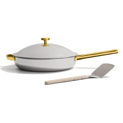 Our Place Titanium Always Pan Pro front view showing sleek cookware and versatile design benefit