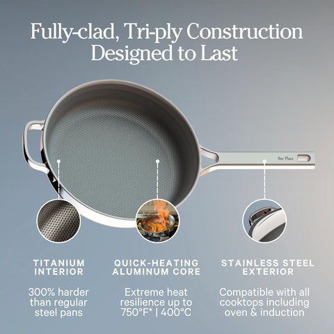 Our Place pan inside oven roasting food demonstrating high-heat oven-safe performance benefit