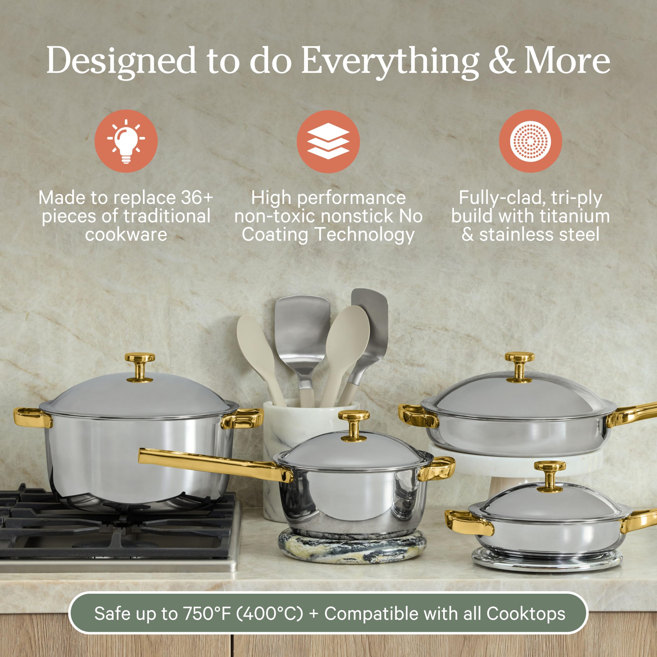 Our Place titanium interior close-up highlighting built-in nonstick durability