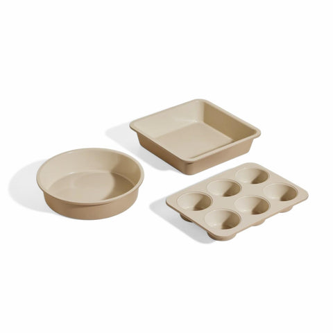 Our Place Wonder Oven front set showing all three pans and easy storage benefit