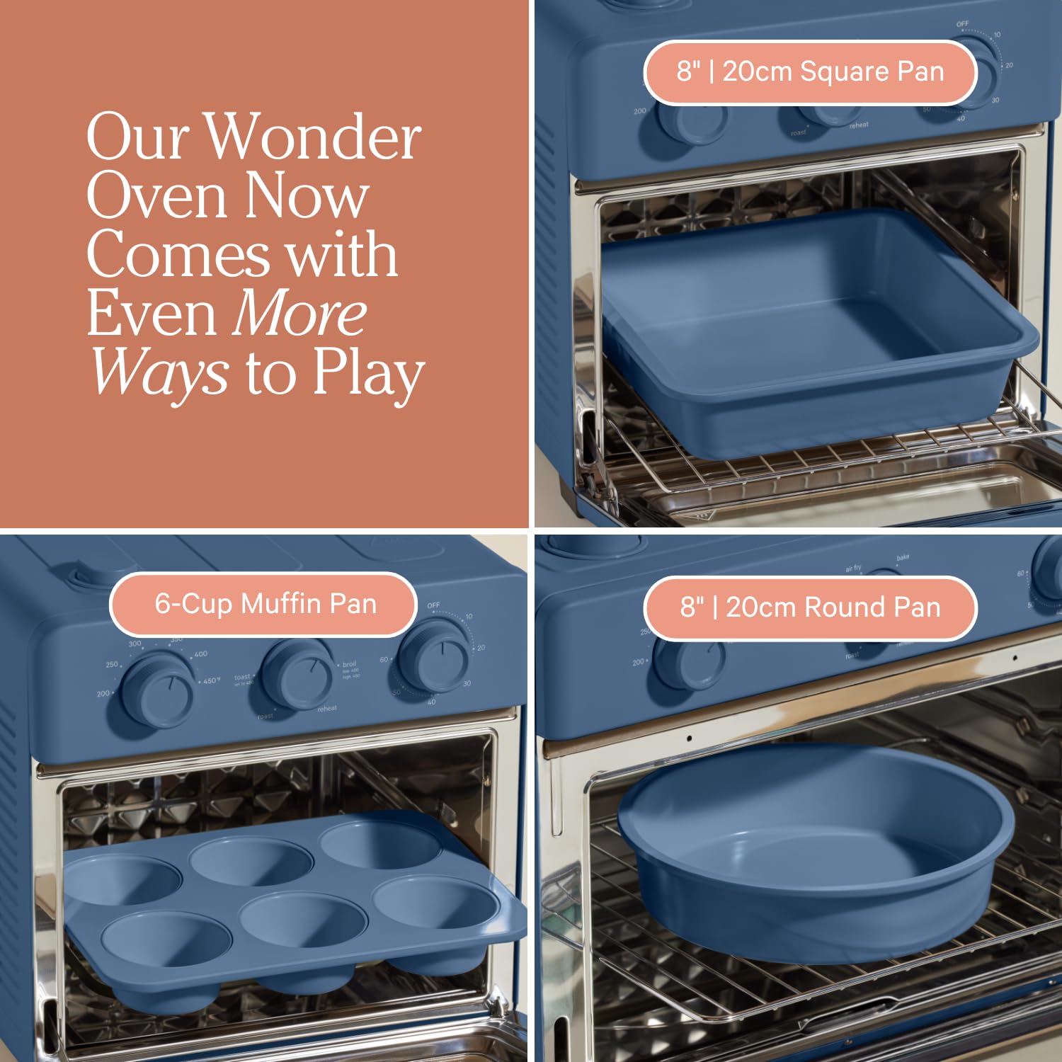 Our Place round pan top-down with cake to show even browning and easy release