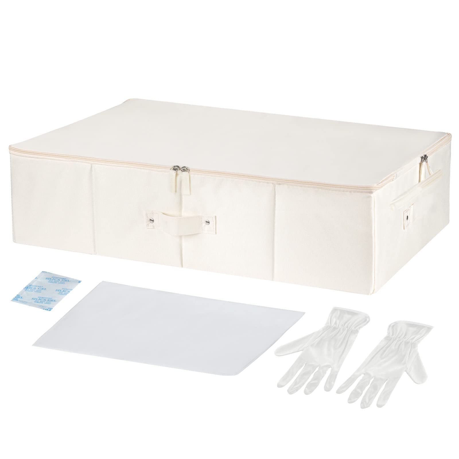 Ourea beige storage box front view protecting gown and saving space