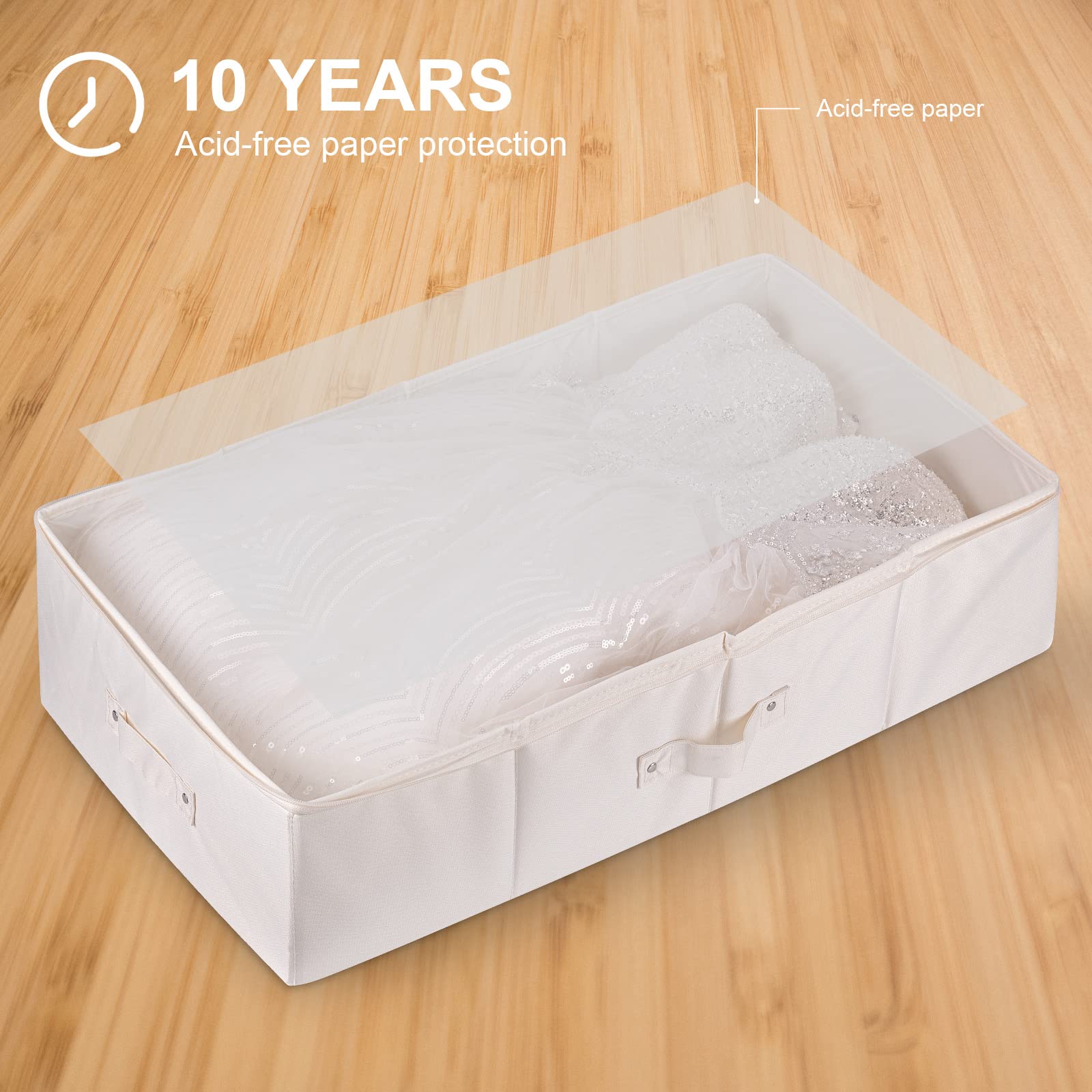 Ourea box stored under bed demonstrating compact, out-of-sight preservation