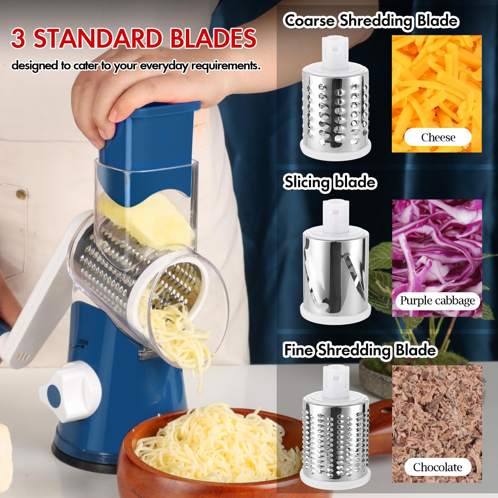 Ourokhome grater in use shredding cheese quickly for pizza