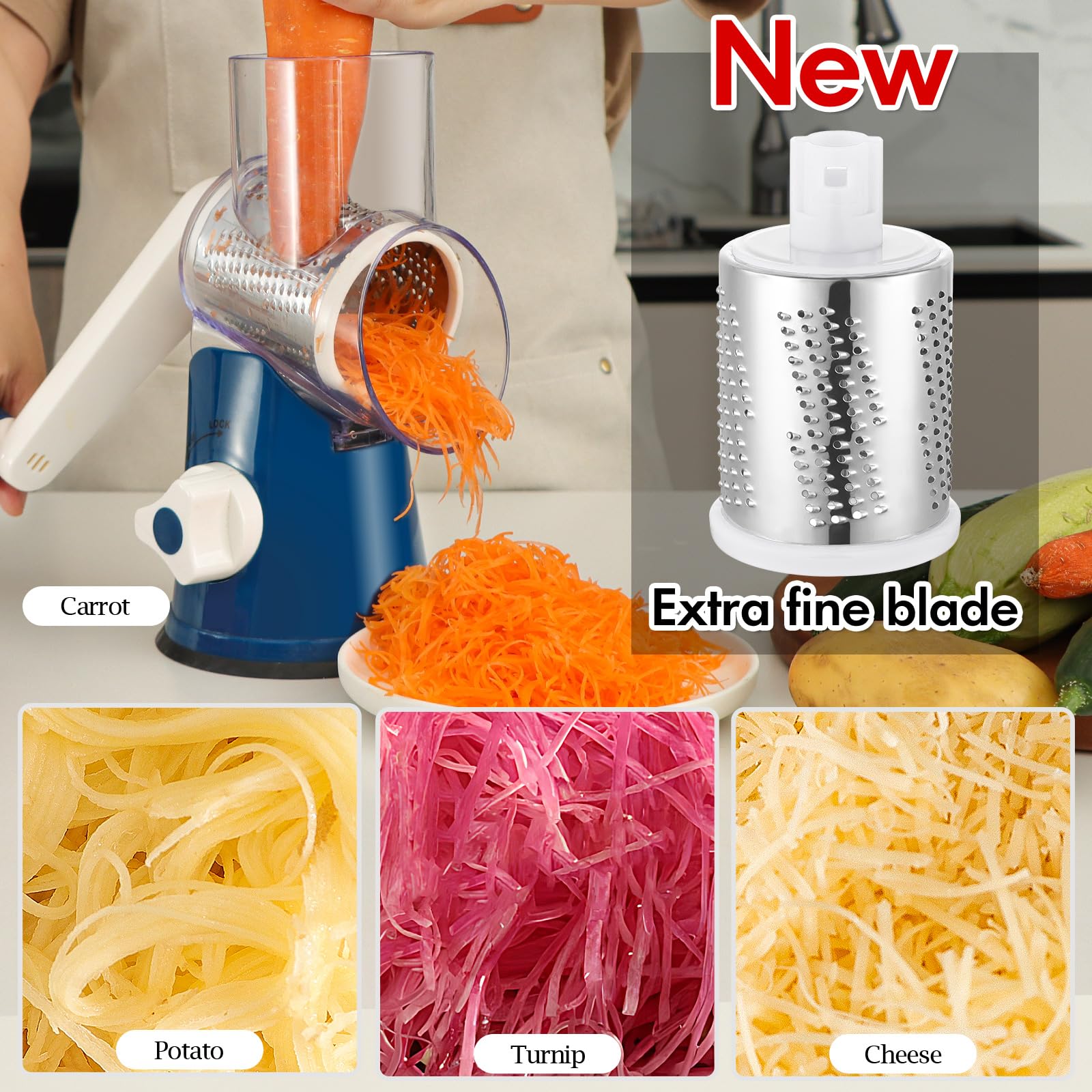 Ourokhome handle closeup showing ergonomic crank for easier grating