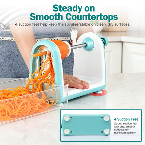 Ourokhome suction feet attached to countertop providing stability while slicing