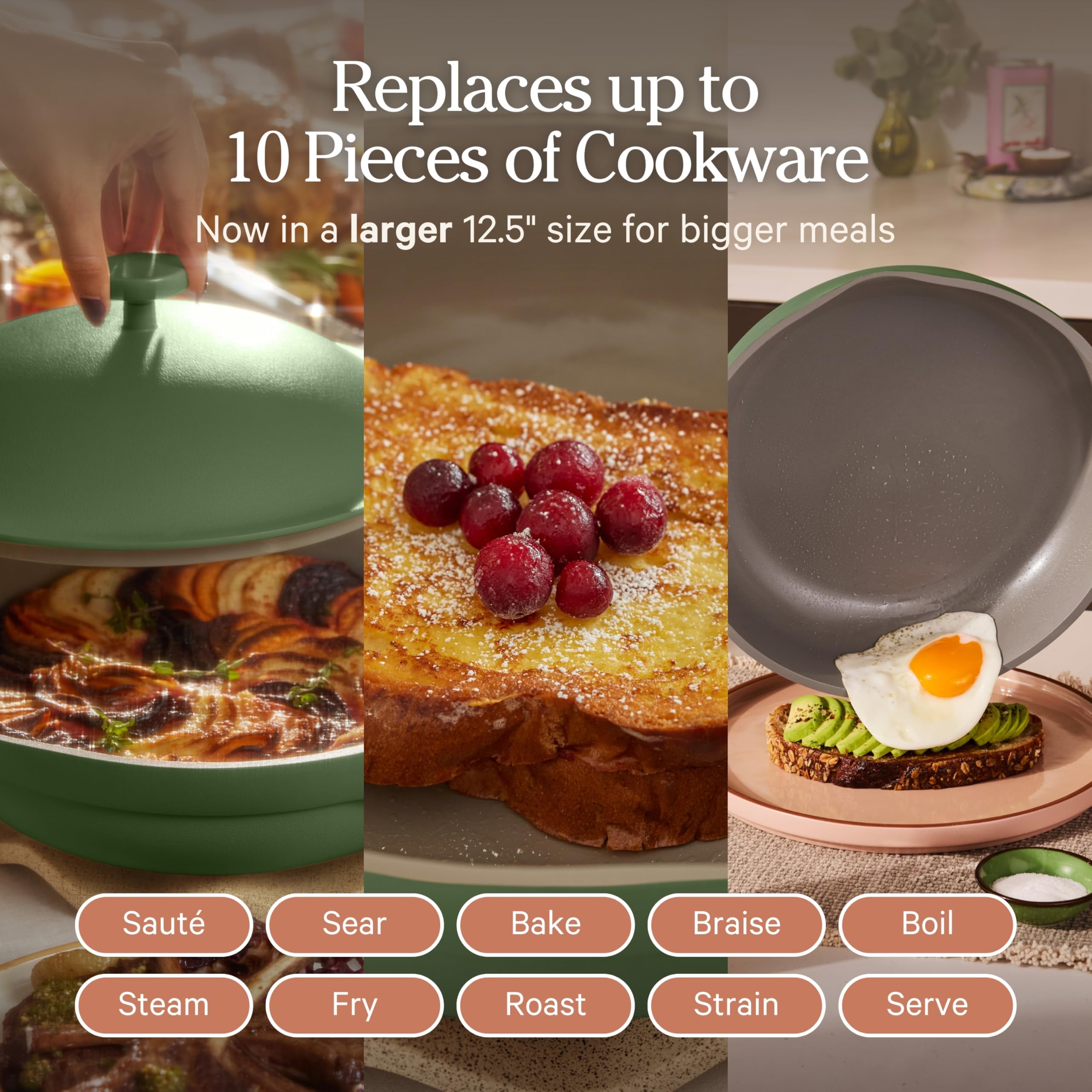Our Place ceramic nonstick surface close-up showing smooth, easy-clean texture benefit