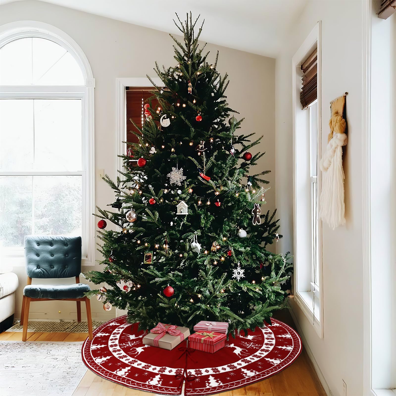 OurWarm skirt in living room lifestyle shot enhancing cozy rustic farmhouse decor