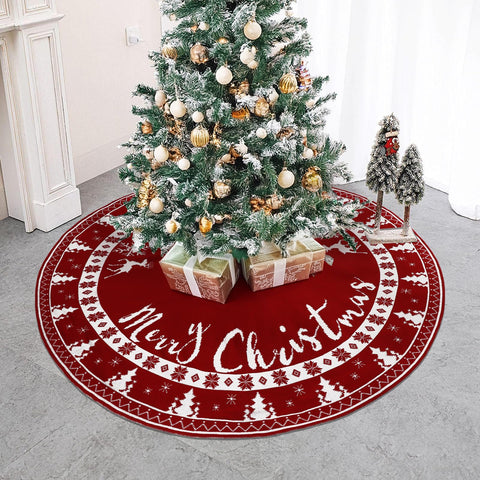 OurWarm skirt in use beneath decorated tree protecting floor and hiding stand