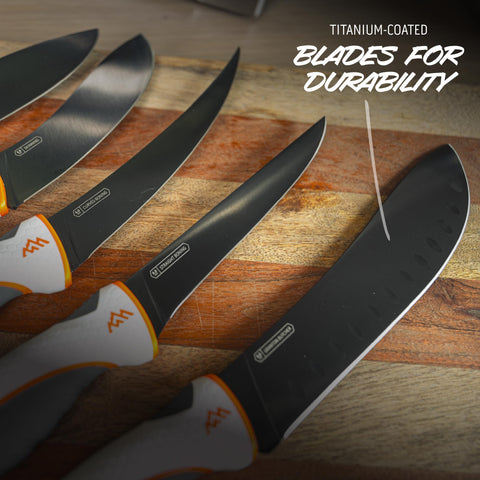 OUTDOOR EDGE hybrid clear-lid case open displaying organized knife slots for safe transport