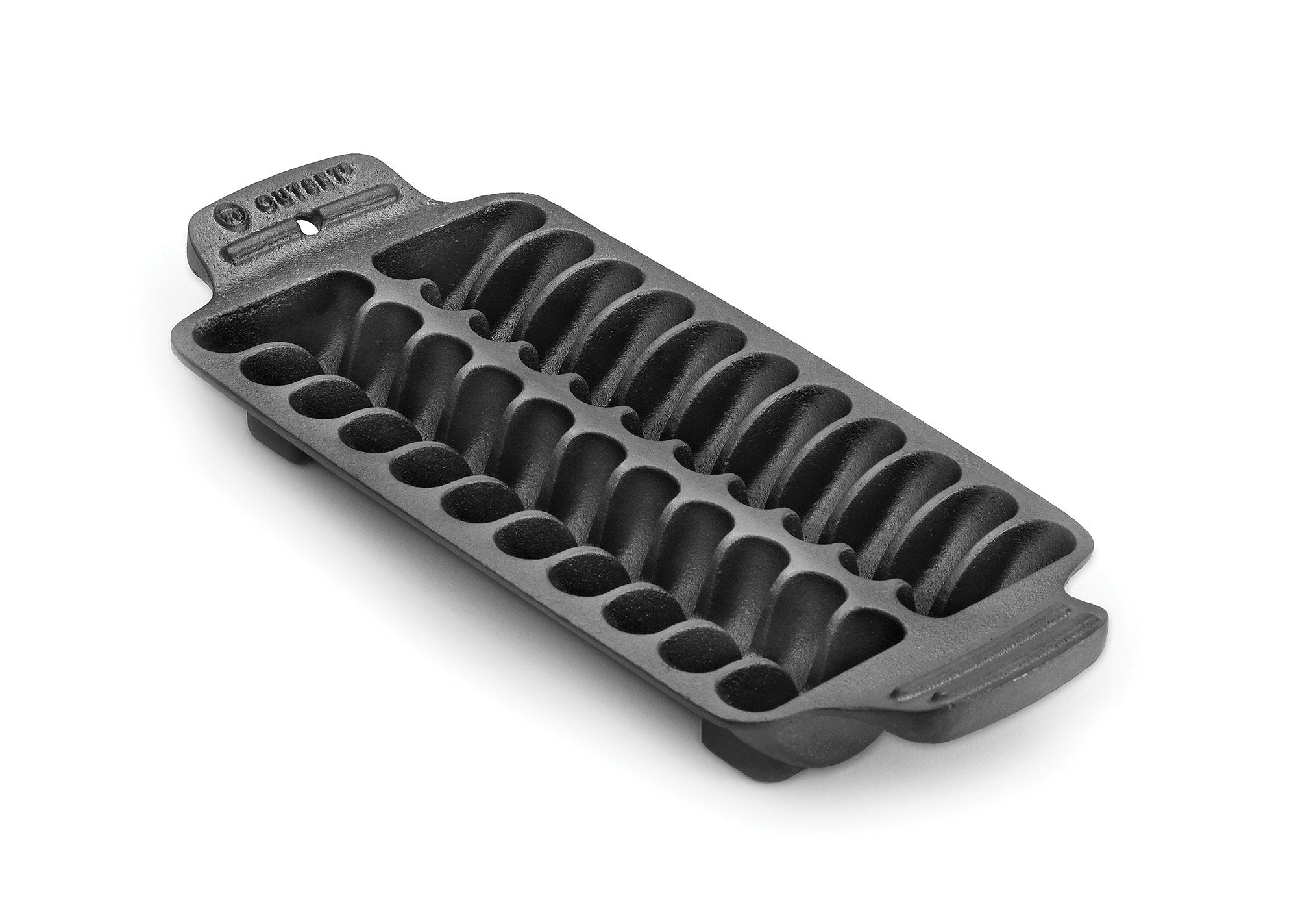 Outset shrimp pan front view showing cooking surface and capacity benefit