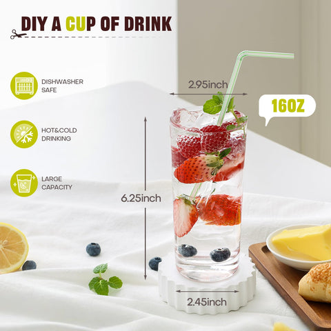 OUWO highball glass close-up of rim and clarity for precise pour control