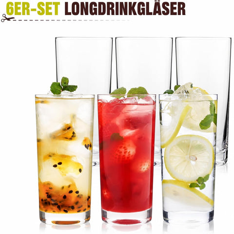 OUWO highball glasses arranged on dinner table showing elegant compatibility with tableware