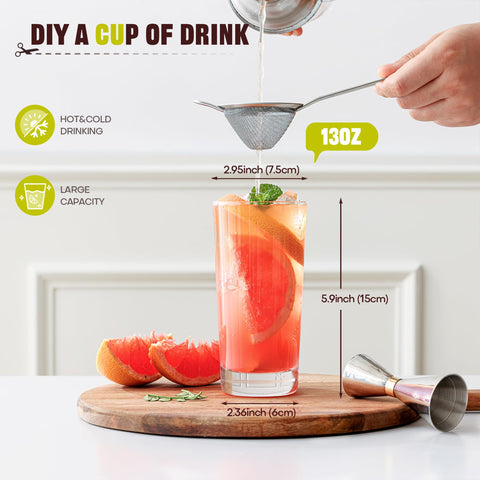 OUWO glass filled with mojito demonstrating clarity and garnish visibility for cocktails