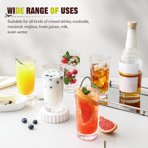 OUWO glass beside a ruler showing 13oz scale and kitchen storage compatibility