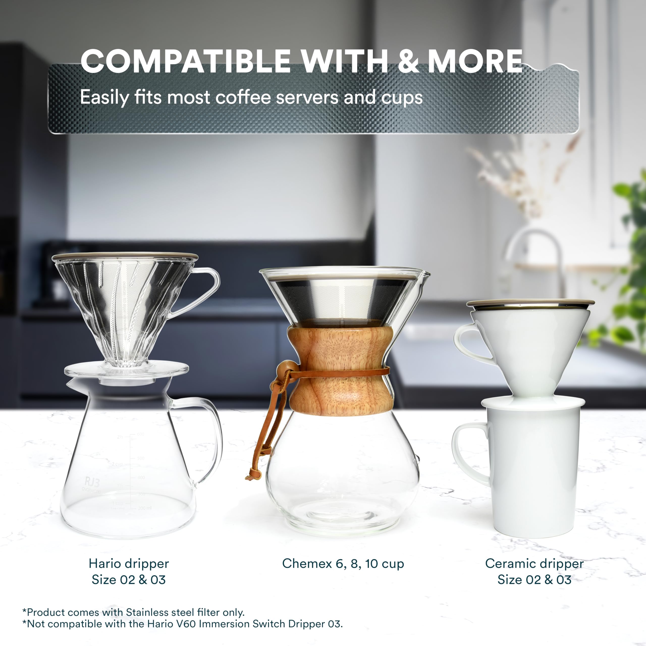 ovalware dripper in use as water is poured, even extraction and control