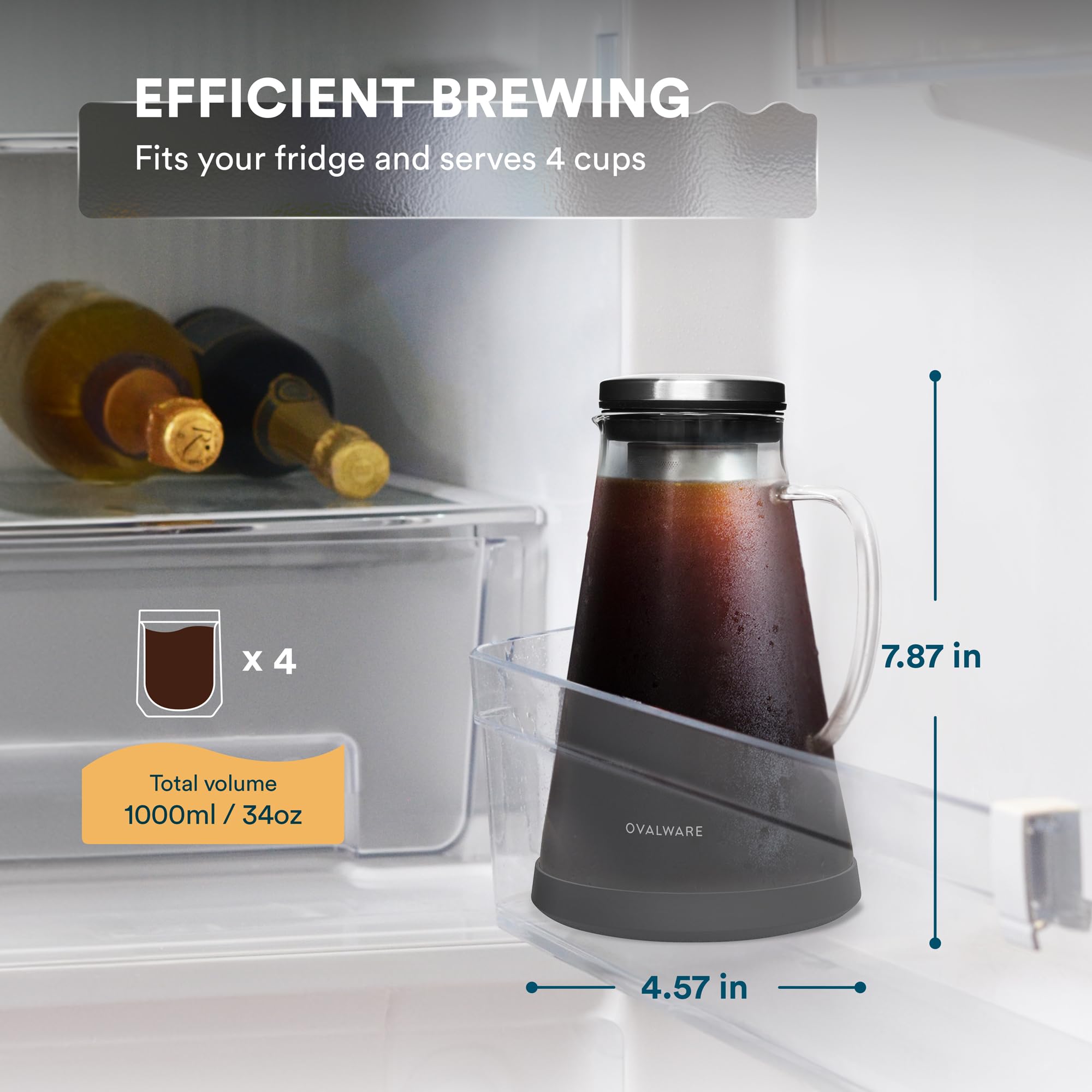 ovalware close-up of stainless steel infuser and fine filter benefit