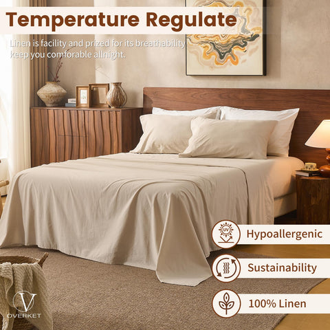Overket styled bedroom scene showcasing cool, relaxed linen look