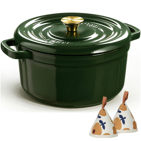 Overmont front view of 5QT Dutch oven showing robust design and cooking versatility