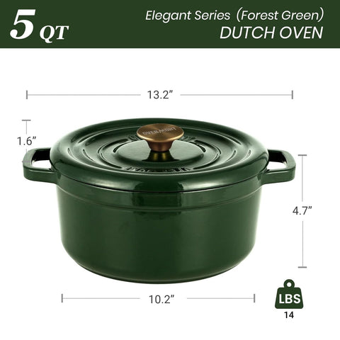 Overmont Dutch oven simmering on stovetop demonstrating even heat distribution