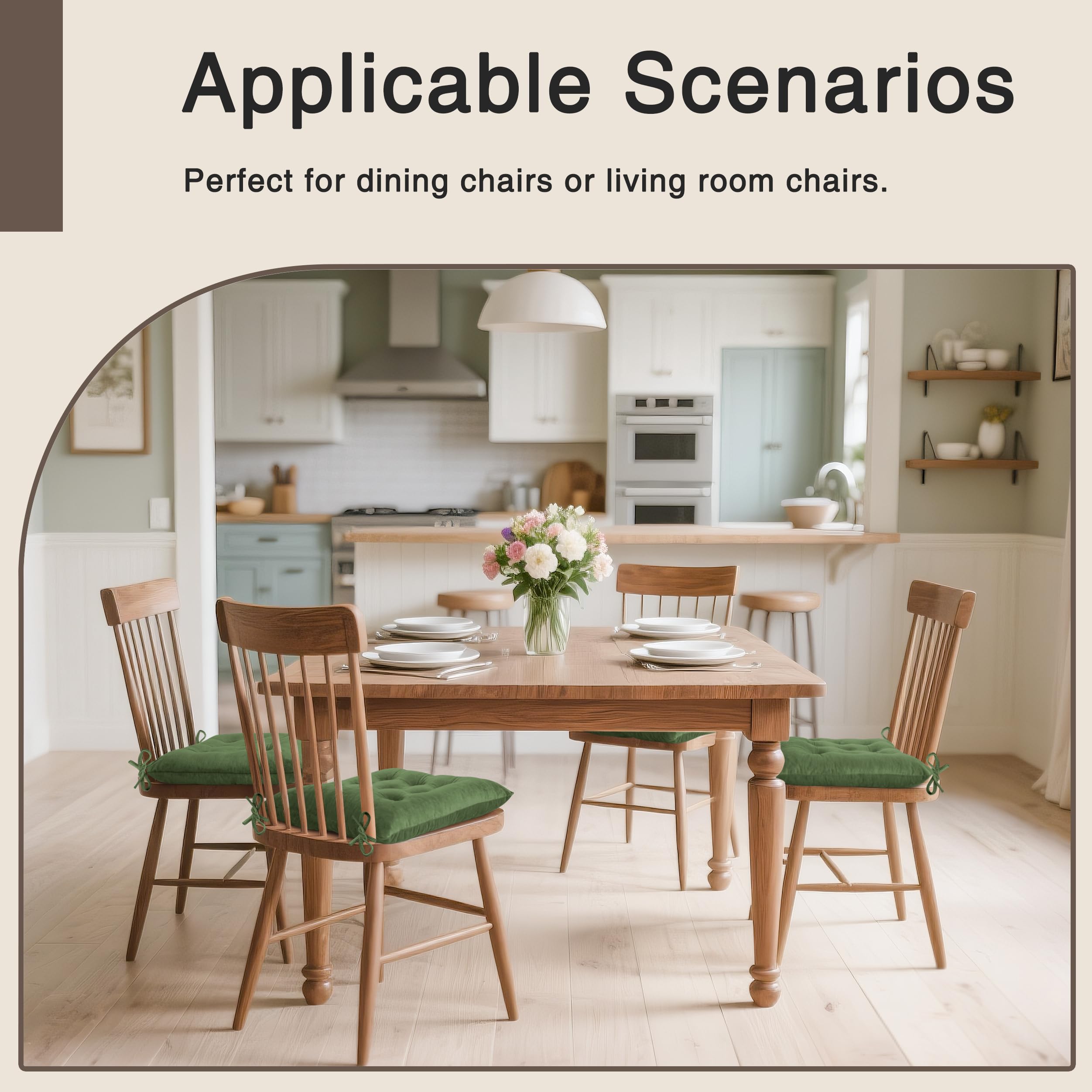 OVOV cushion on dining chair in kitchen adding color and comfortable seating