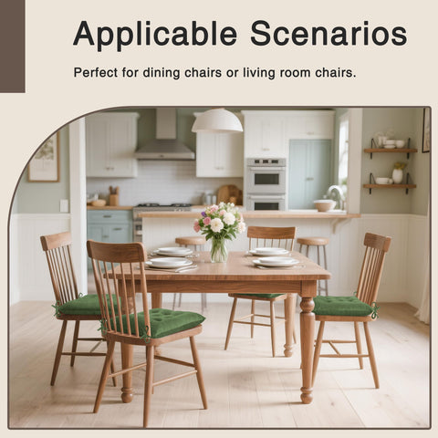 OVOV cushion on dining chair in kitchen adding color and comfortable seating