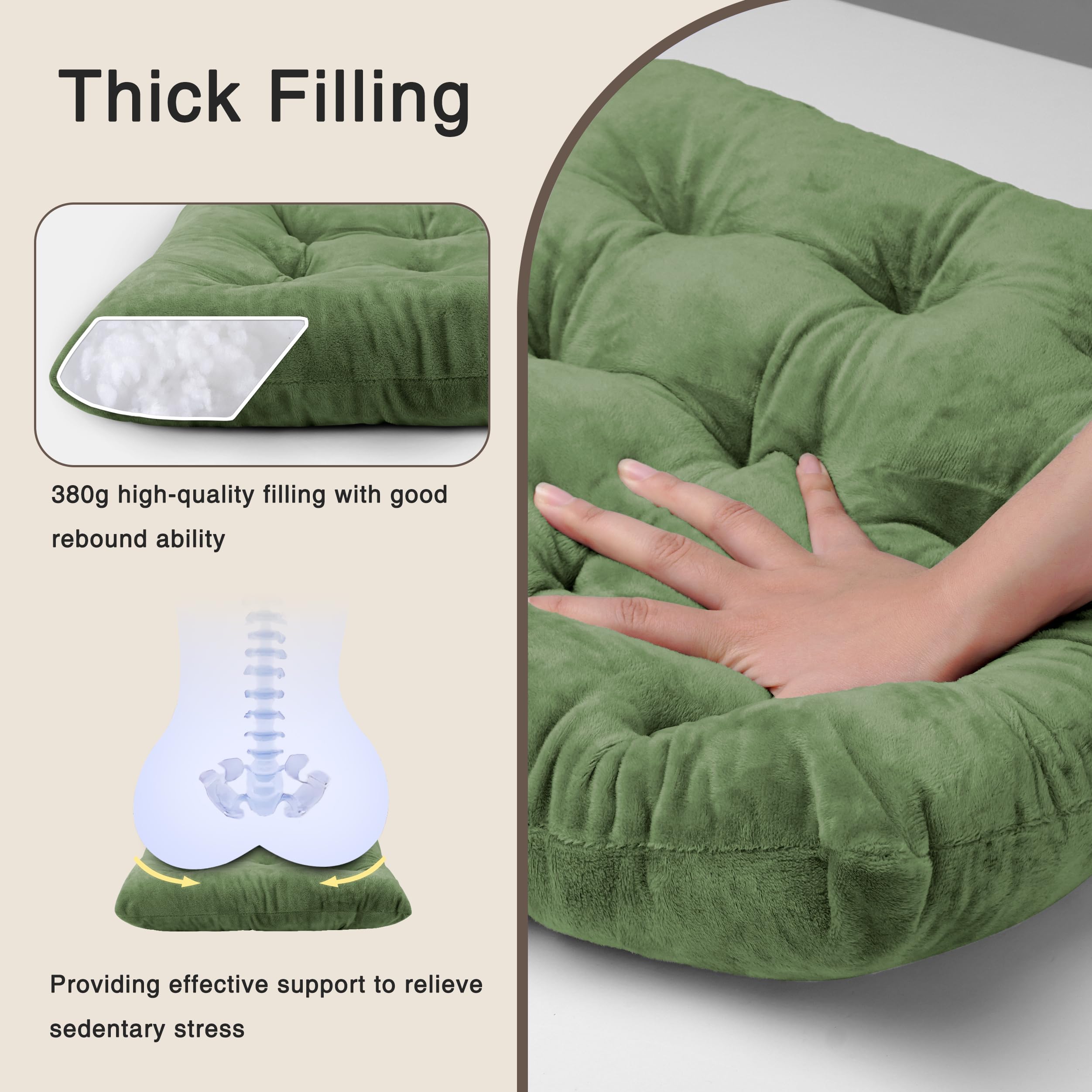 OVOV cushion next to a ruler showing 15.5x15.5 dimensions for size clarity