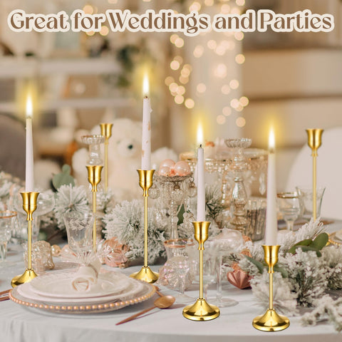 Ovveroche candlesticks styled in a wedding centerpiece offering elegant warm lighting