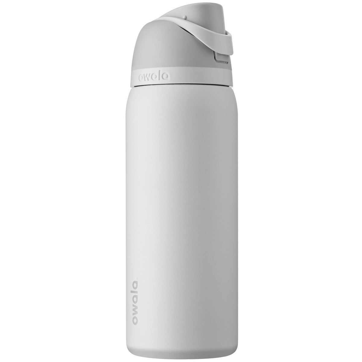 Owala FreeSip 32 oz shy marshmallow front view showing bottle and color benefit