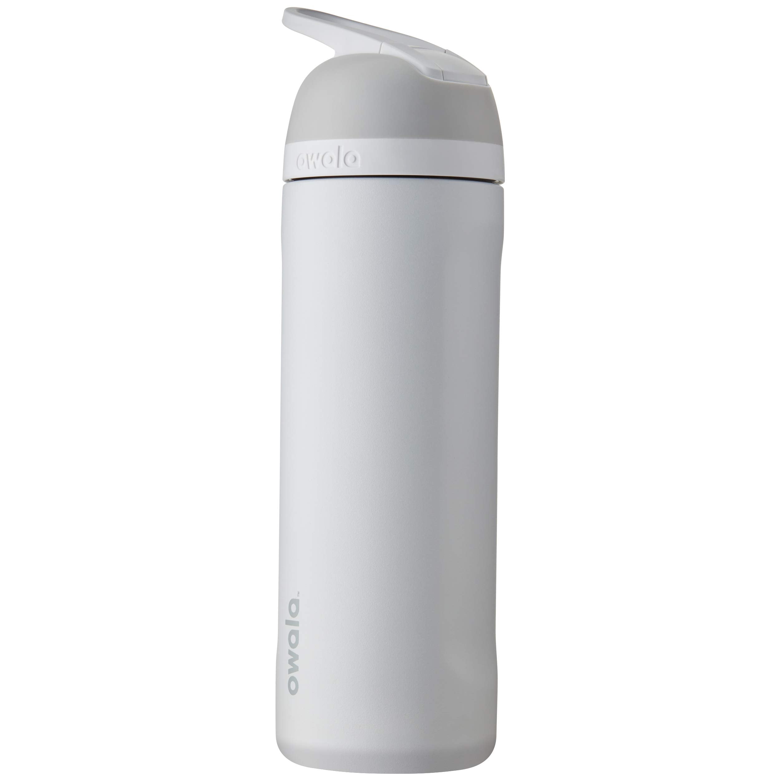 Owala flip front view showing shy marshmallow color and secure lid