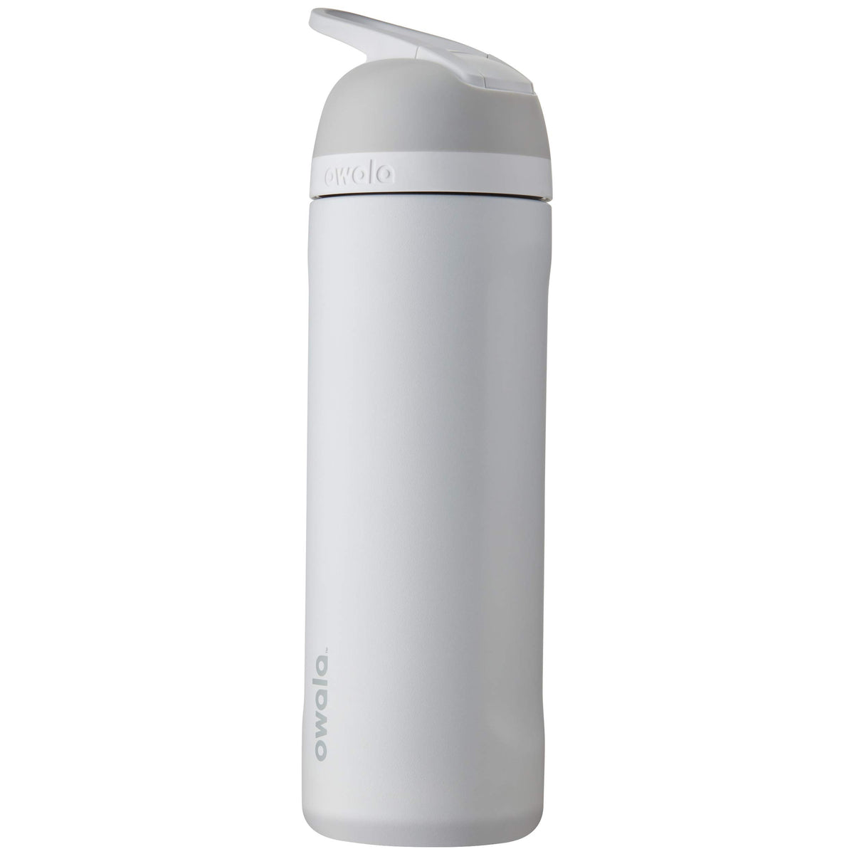 Owala flip front view showing shy marshmallow color and secure lid