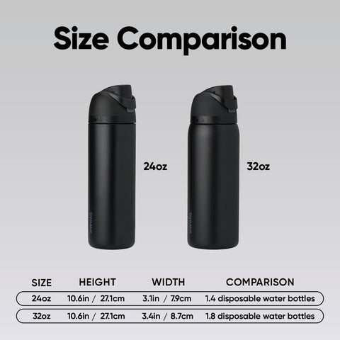 Owala FreeSip held in hand demonstrating compact 24 oz portability benefit