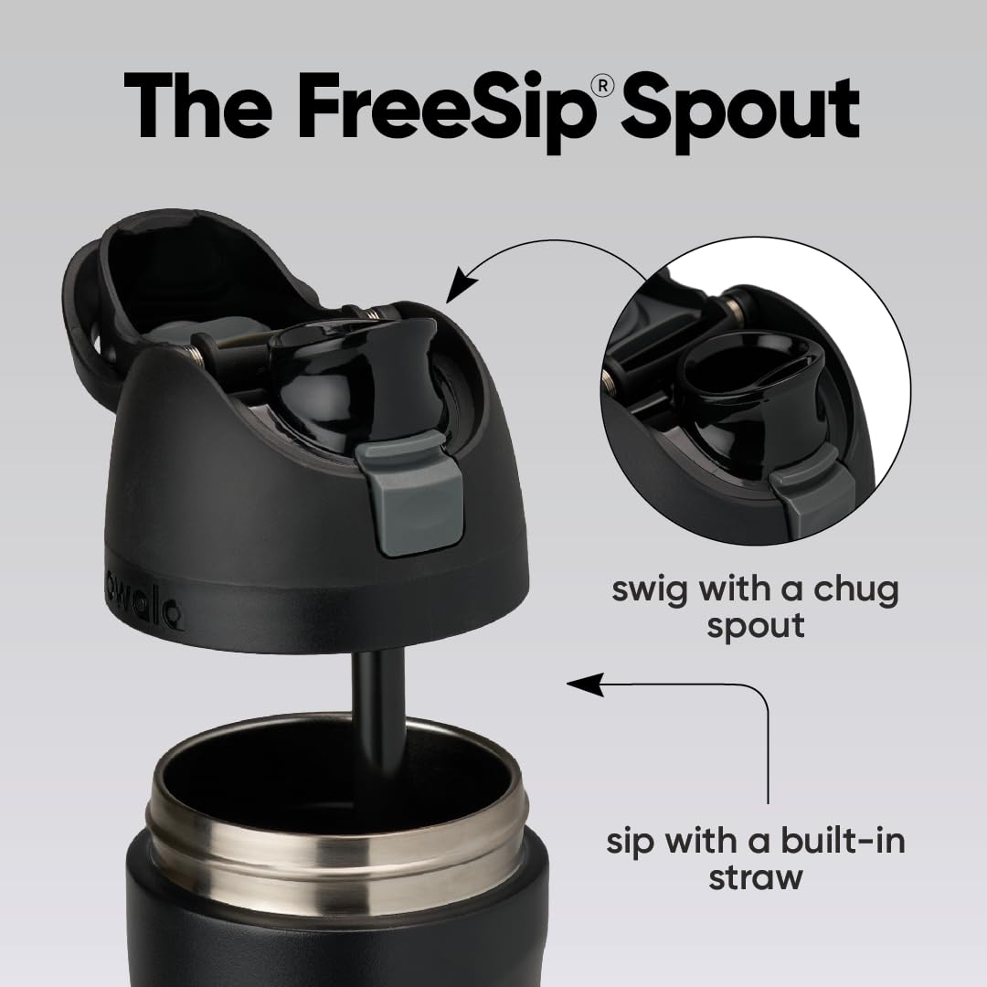 Owala FreeSip lid closed with lock for spill-resistant transport benefit