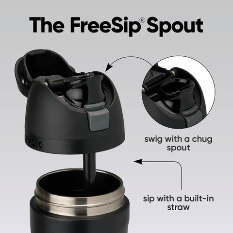 Owala FreeSip lid closed with lock for spill-resistant transport benefit