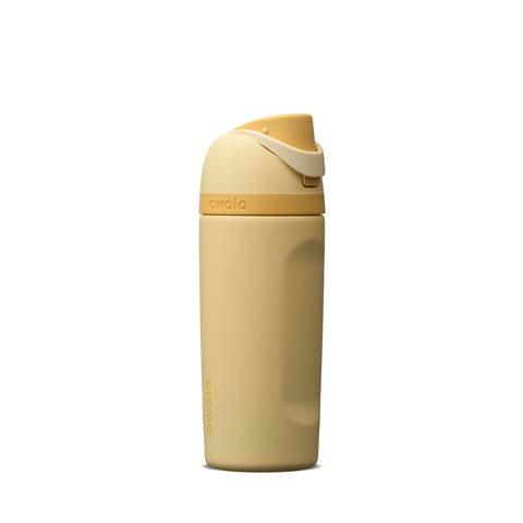 Owala FreeSip front view showing bottle shape and playful butter half color for easy recognition
