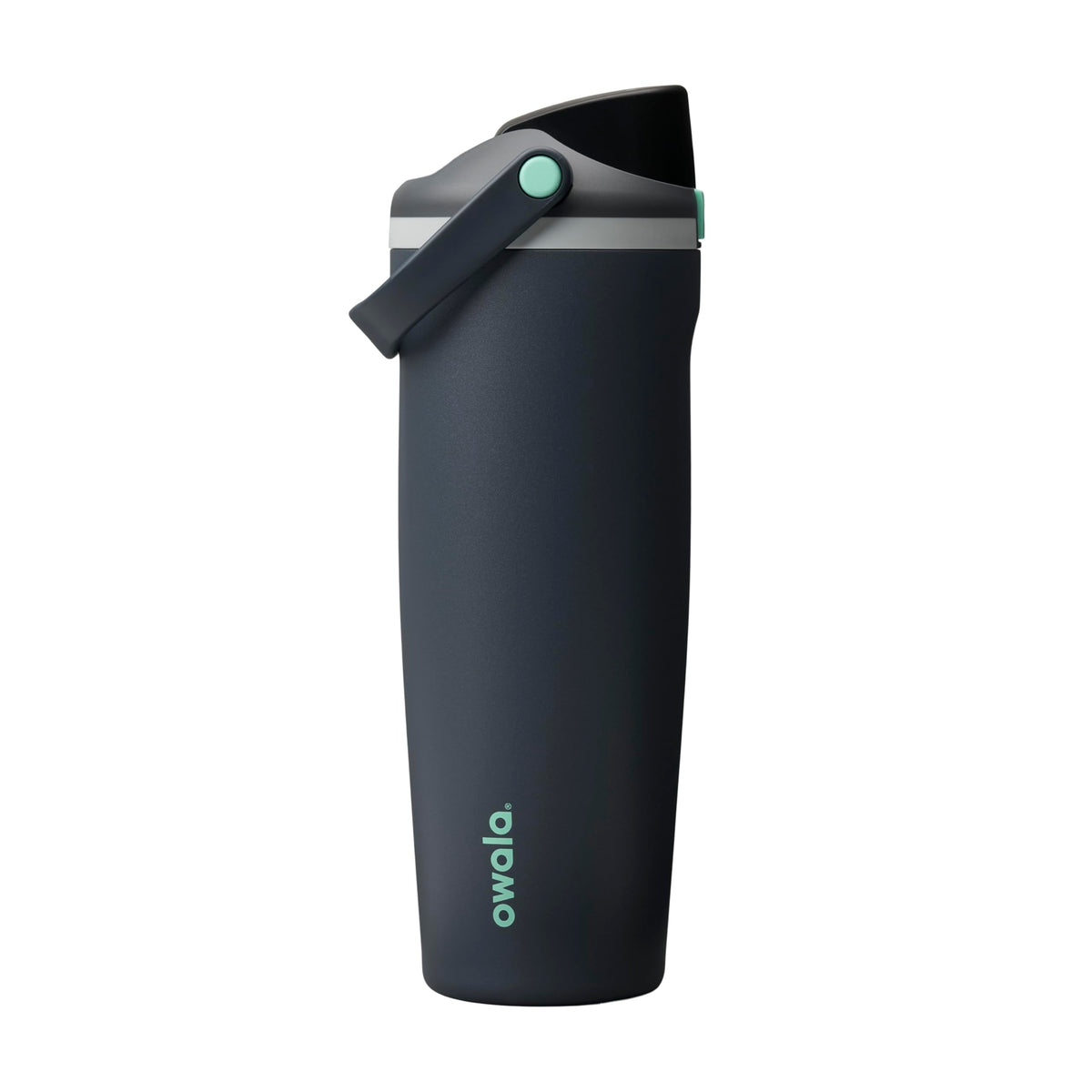 Owala FreeSip Sway front view in Foggy Tide showing sleek design and easy grip
