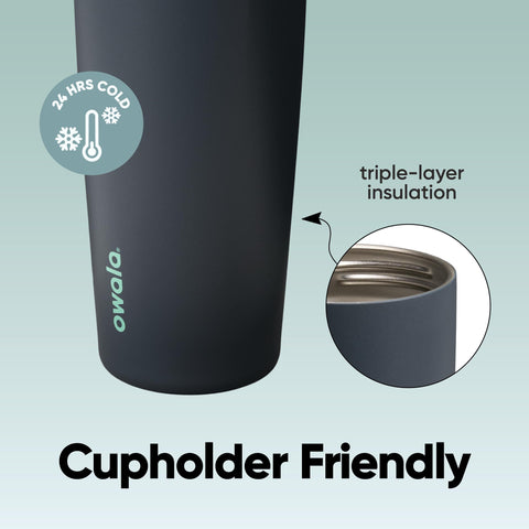 Owala FreeSip Sway 2-in-1 spout close-up highlighting straw and swig options