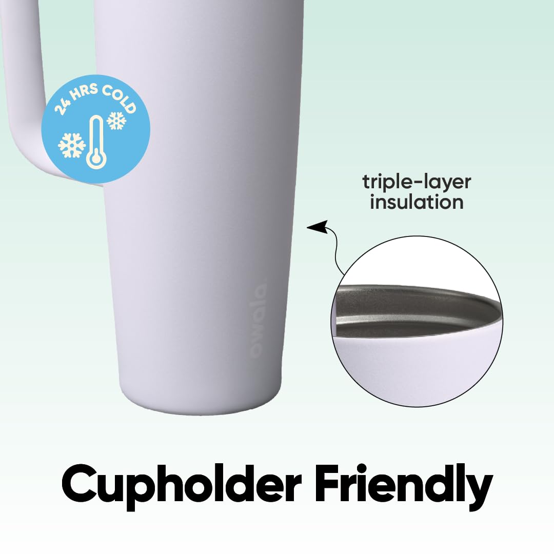 Owala FreeSip wide mouth with ice demonstrating easy filling and cleaning