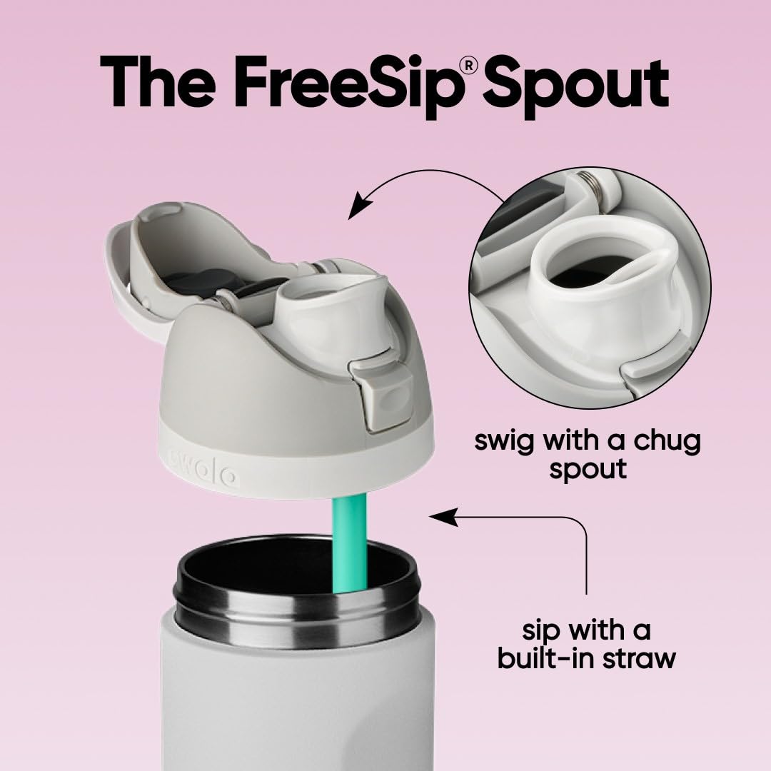 Owala FreeSip straw detail illustrating built-in straw for easy upright sipping