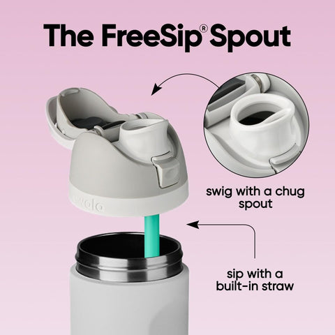 Owala FreeSip straw detail illustrating built-in straw for easy upright sipping