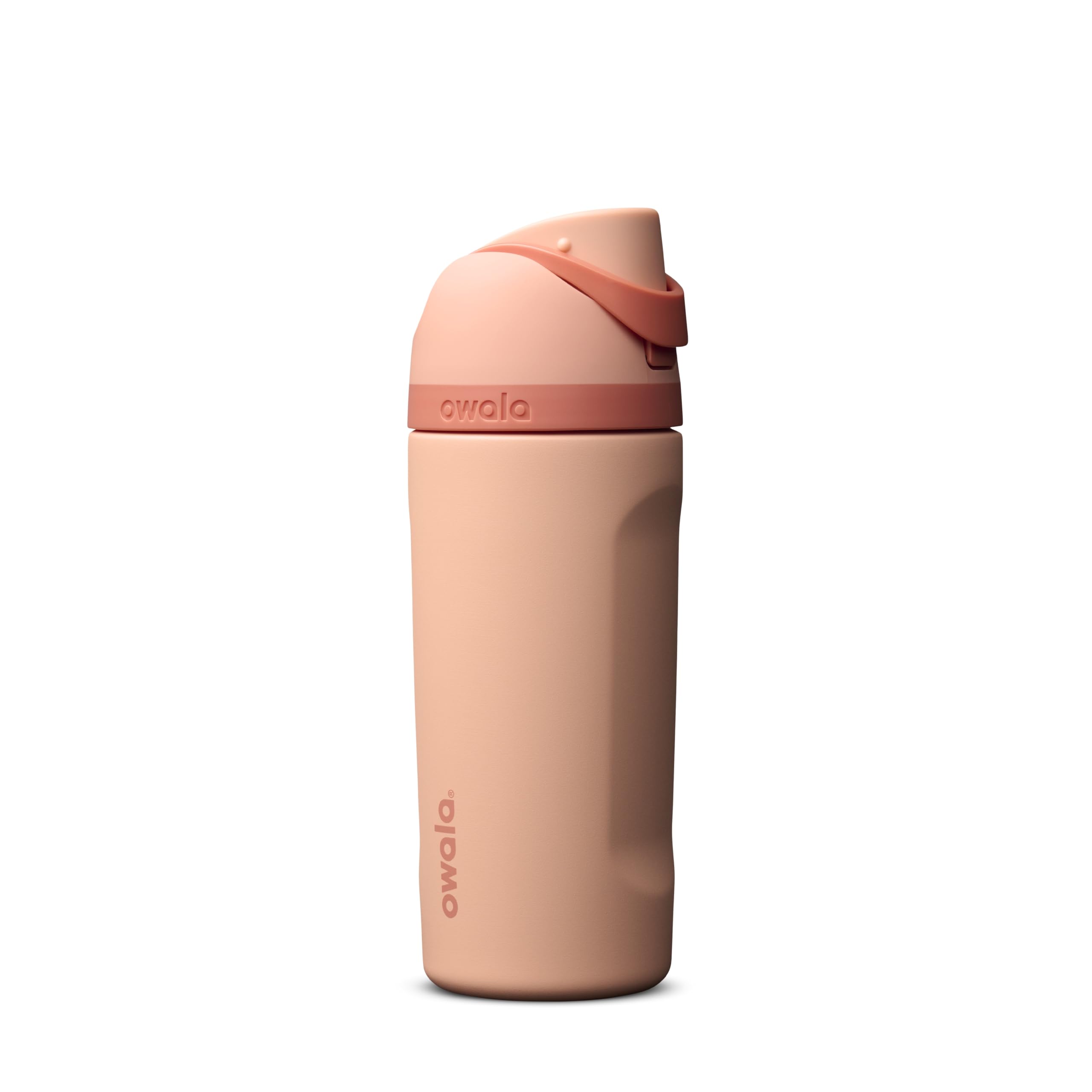 Owala FreeSip Kids front view showing Peach of Mind color and compact size for kids