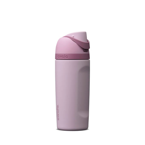 Owala FreeSip Lilac front view showing bottle shape and color, easy grip