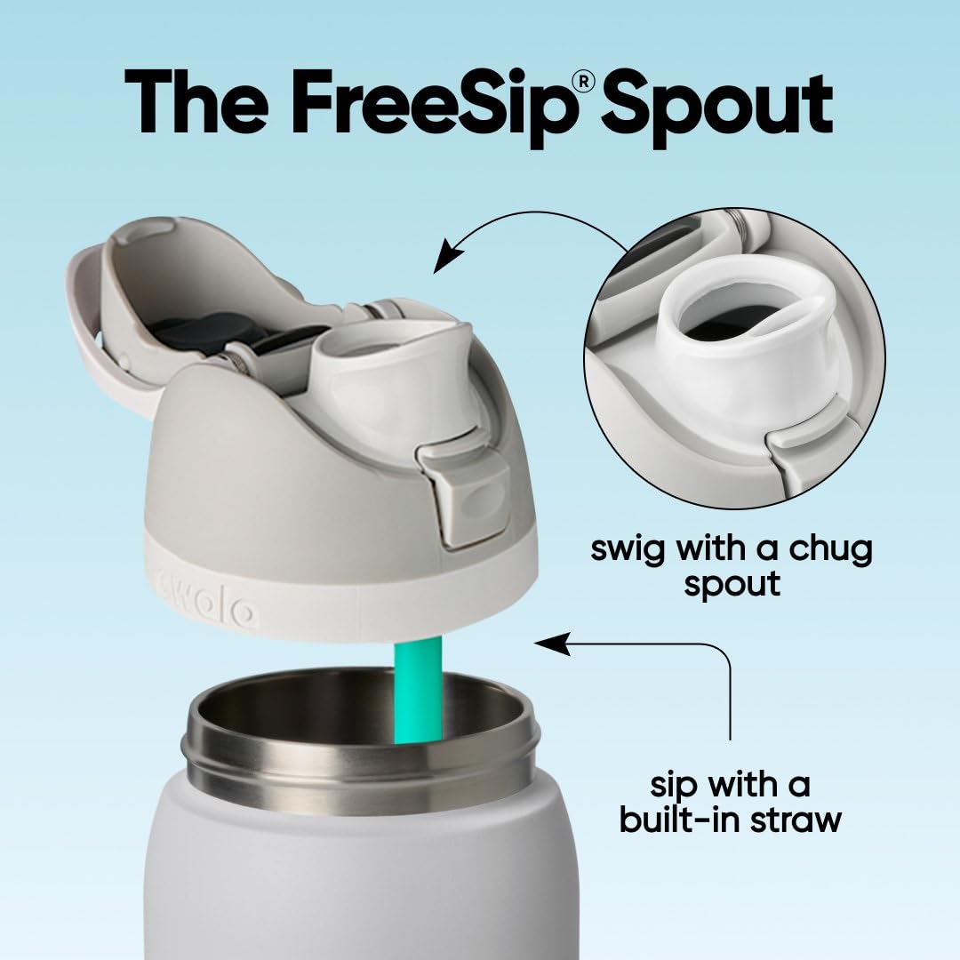 Owala FreeSip close-up of the FreeSip straw and spout detail for versatile drinking