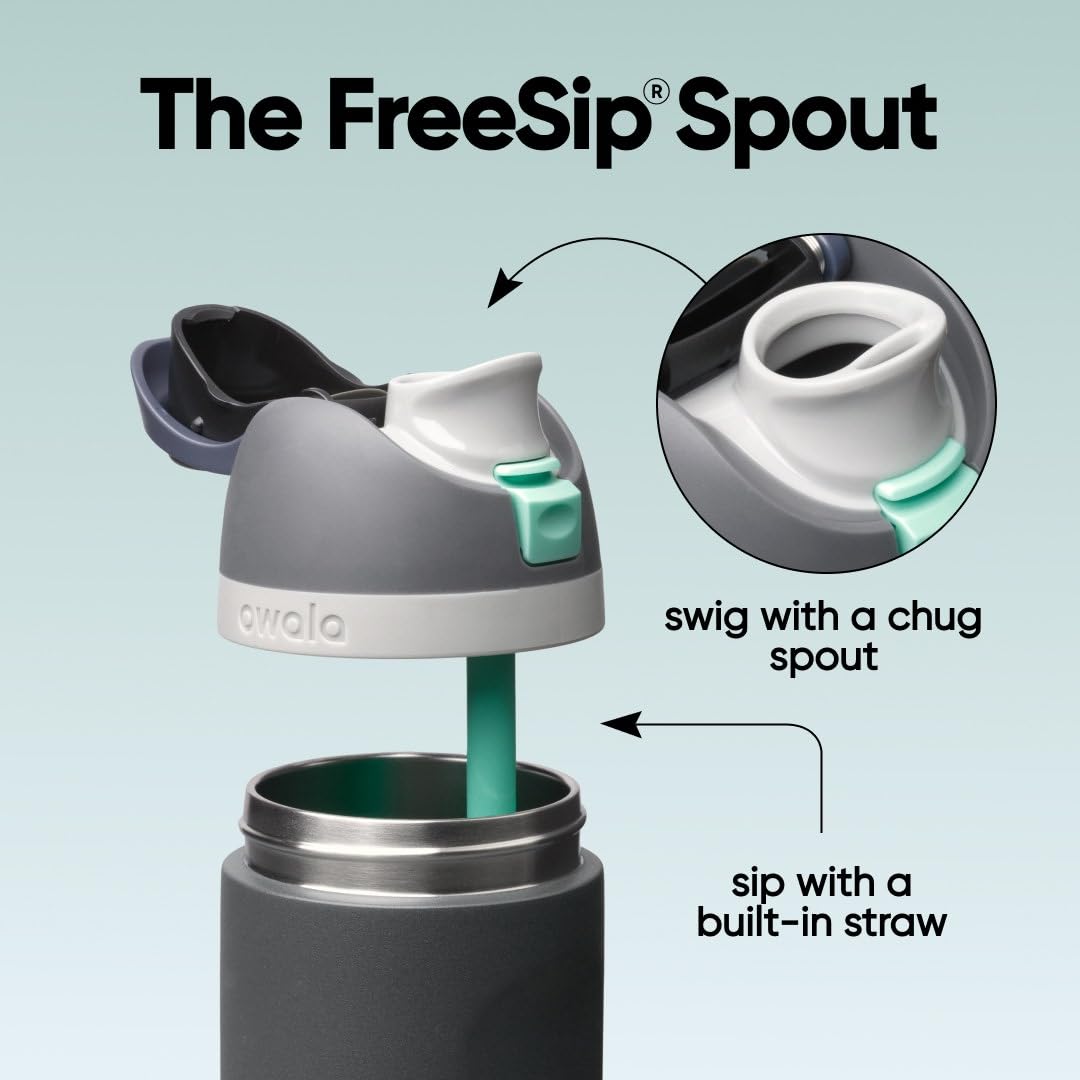Owala FreeSip close-up of straw and spout showcasing easy-sip design and cleanliness